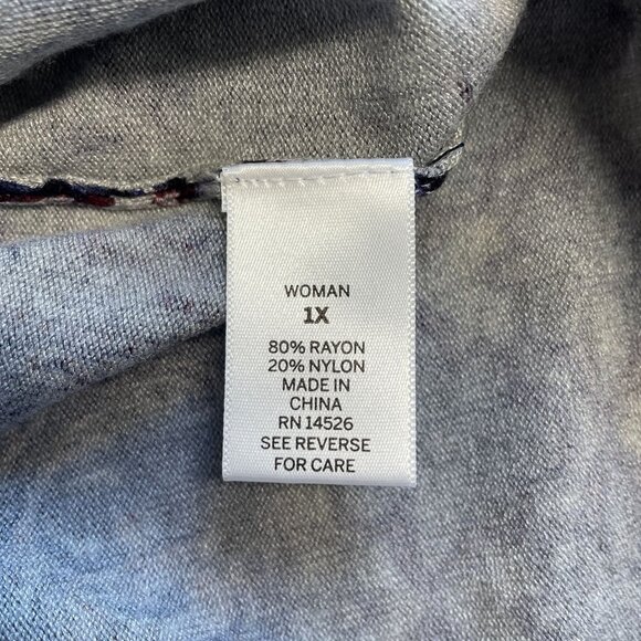 DRESSBARN CARDIGAN SWEATER FLORAL PAISLEY 3/4 SLEEVE STRETCHY WOMEN'S 1X GRAY - Picture 5 of 8